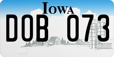 IA license plate DOB073