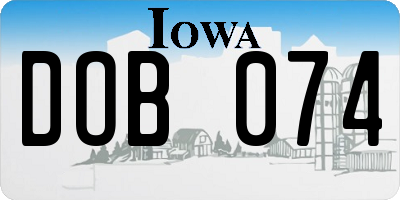 IA license plate DOB074