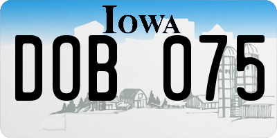 IA license plate DOB075