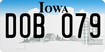 IA license plate DOB079