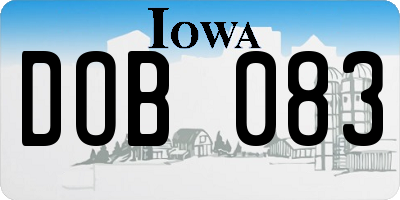 IA license plate DOB083