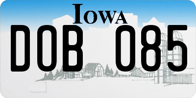 IA license plate DOB085