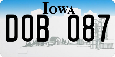 IA license plate DOB087