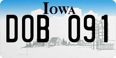 IA license plate DOB091