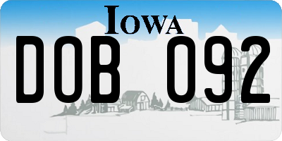 IA license plate DOB092