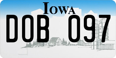 IA license plate DOB097