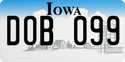 IA license plate DOB099