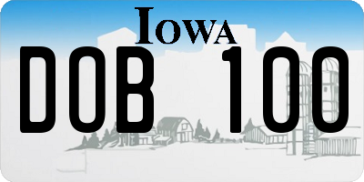 IA license plate DOB100