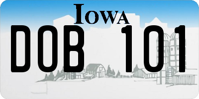 IA license plate DOB101