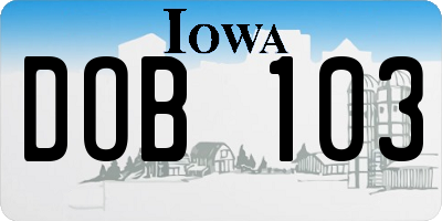 IA license plate DOB103
