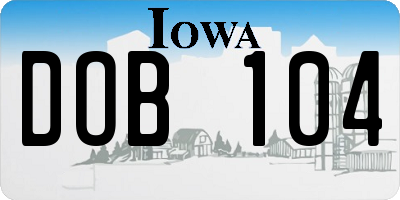 IA license plate DOB104