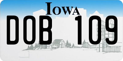 IA license plate DOB109