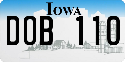 IA license plate DOB110