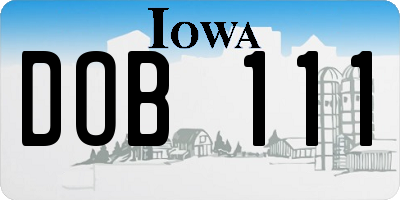 IA license plate DOB111