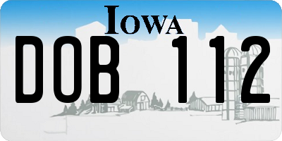 IA license plate DOB112