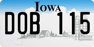 IA license plate DOB115