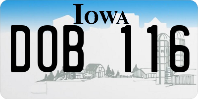 IA license plate DOB116