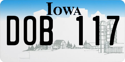 IA license plate DOB117