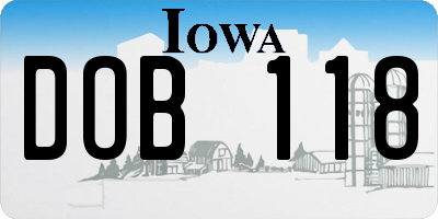 IA license plate DOB118