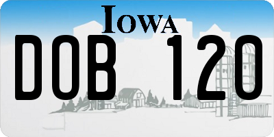 IA license plate DOB120