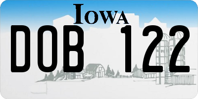 IA license plate DOB122