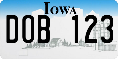IA license plate DOB123