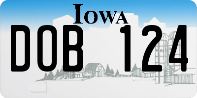 IA license plate DOB124