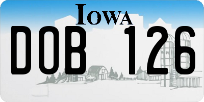 IA license plate DOB126