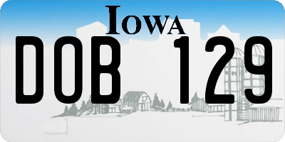 IA license plate DOB129
