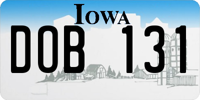 IA license plate DOB131
