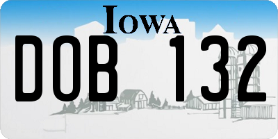 IA license plate DOB132