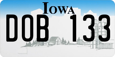IA license plate DOB133