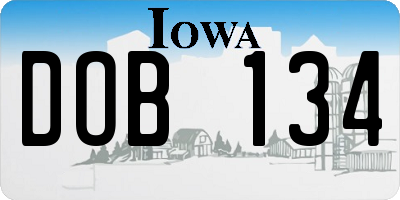 IA license plate DOB134