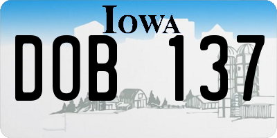 IA license plate DOB137