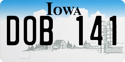 IA license plate DOB141