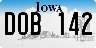 IA license plate DOB142