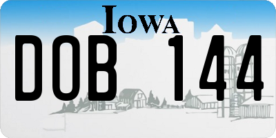 IA license plate DOB144