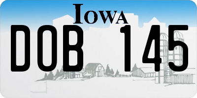 IA license plate DOB145
