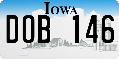 IA license plate DOB146
