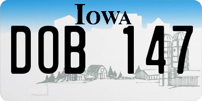 IA license plate DOB147