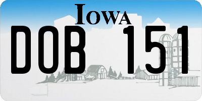 IA license plate DOB151