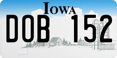 IA license plate DOB152