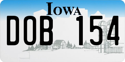 IA license plate DOB154
