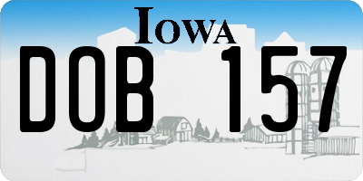 IA license plate DOB157