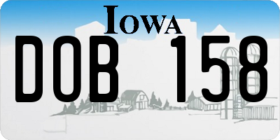 IA license plate DOB158