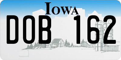 IA license plate DOB162
