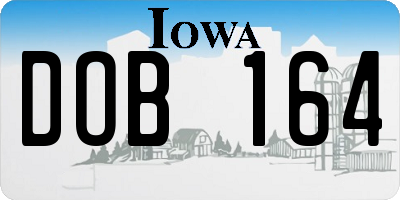 IA license plate DOB164