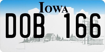 IA license plate DOB166