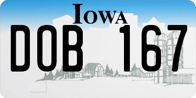 IA license plate DOB167