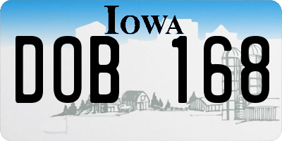 IA license plate DOB168